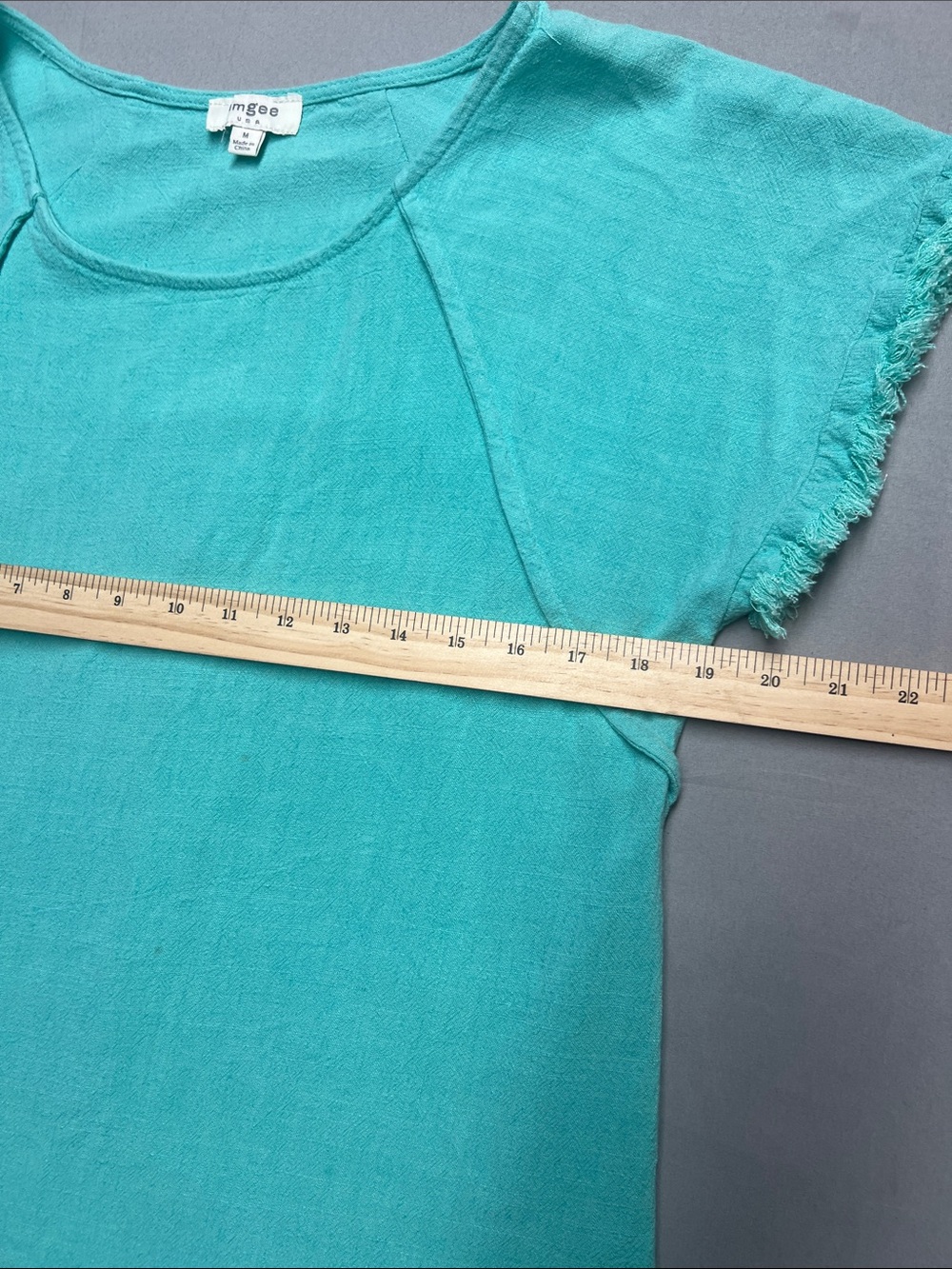 Umgee Teal Short-Sleeve Fringe Top - Picture 3 of 5